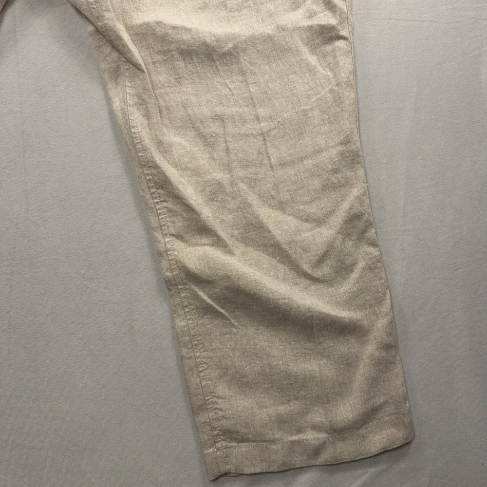 Caribbean Cargo Pants 100% Linen Elastic Waist Natural Mens 50x30 NWT